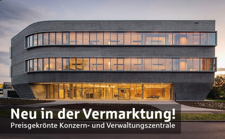 Modernes, preisgekröntes Büro- und Verwaltungsgebäude in Stuttgart im Rahmen der Vermarktung von Gewerbeimmobilien.