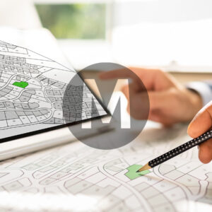 Darstellung von Grundstücks- und Flurstücksdaten auf digitalen Karten zur Analyse von Gewerbeimmobilien.